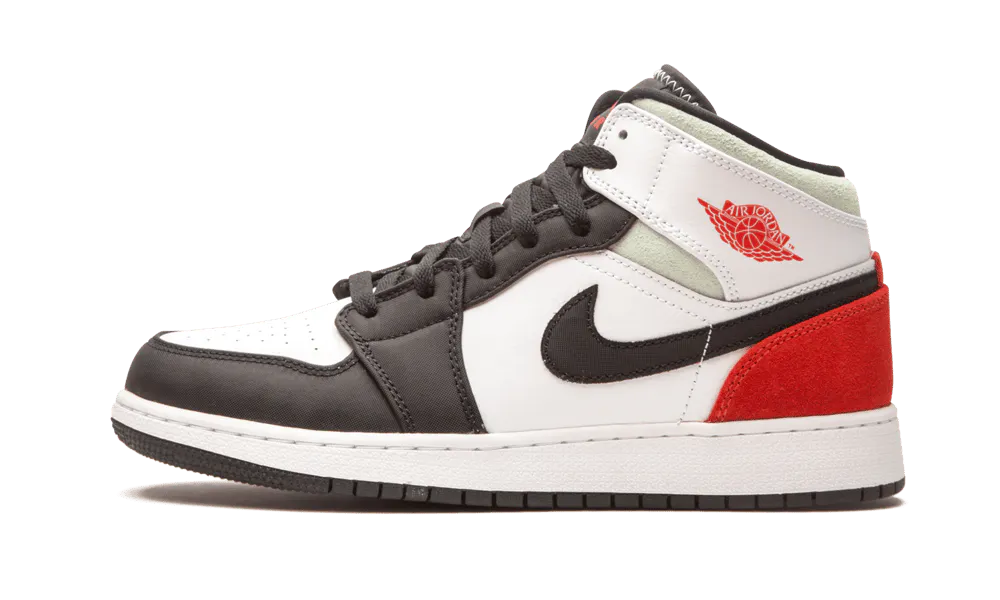 Air Jordan 1 Mid White Black Red Spruce (GS)