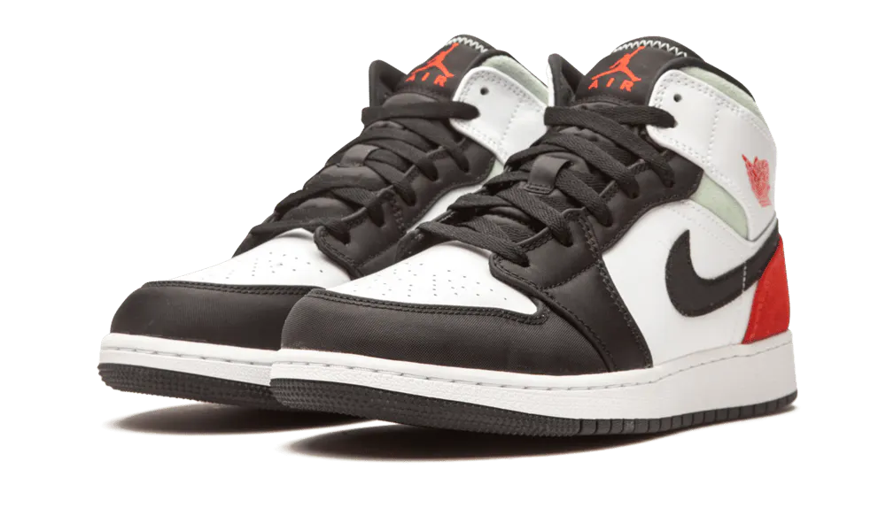 Air Jordan 1 Mid White Black Red Spruce (GS)