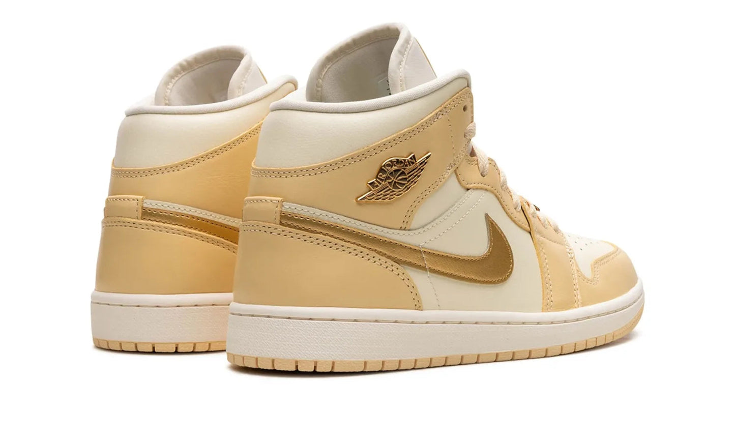 Air Jordan 1 Mid Pale Vanilla Metallic Gold (W)