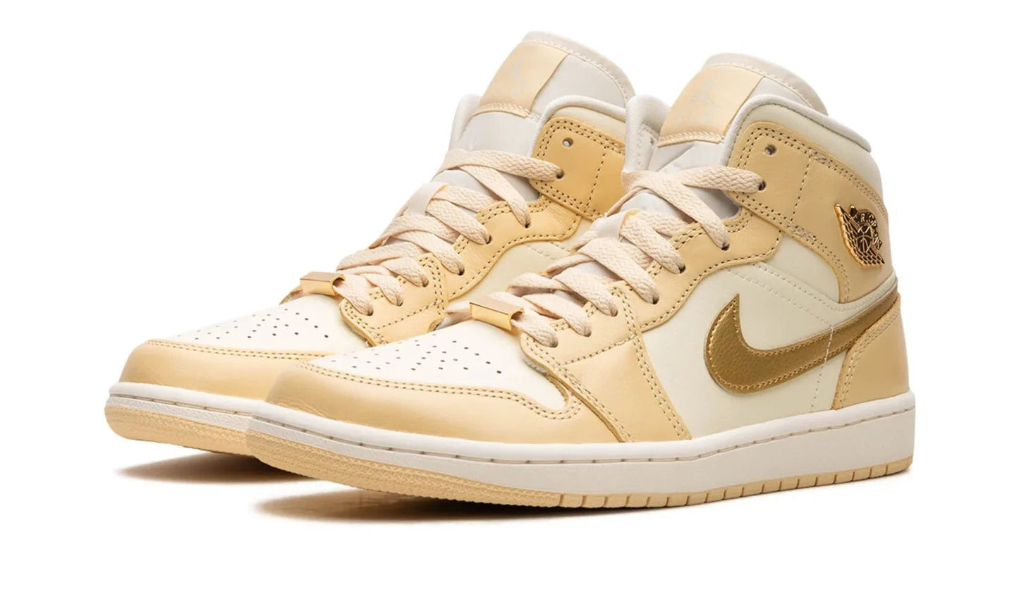 Air Jordan 1 Mid Pale Vanilla Metallic Gold (W)