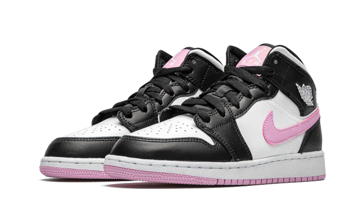 Air Jordan 1 Mid White Black Light Arctic Pink (GS)