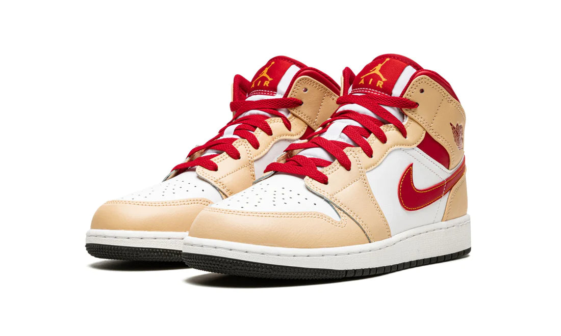 Air Jordan 1 Mid Beige Red (GS)