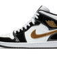 Air Jordan 1 Mid Patent Black White Gold