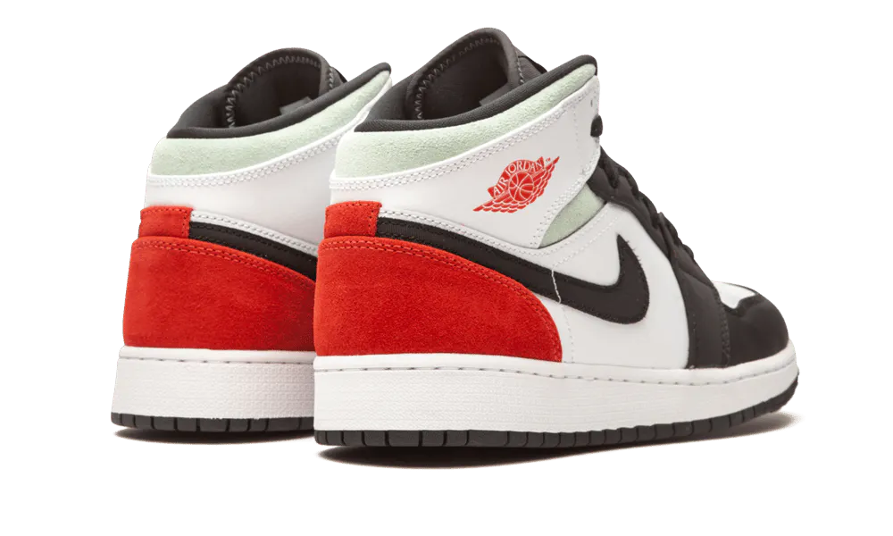 Air Jordan 1 Mid White Black Red Spruce (GS)