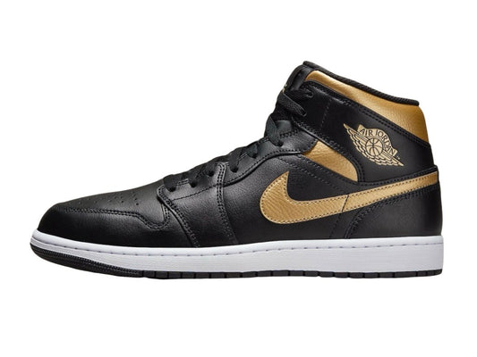 Air Jordan 1 Mid Black Metallic Gold