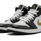 Air Jordan 1 Mid Patent Black White Gold