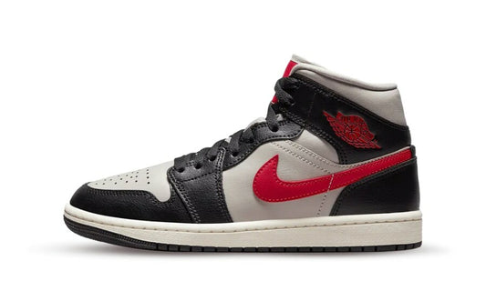 Air Jordan 1 Mid Black College Grey Gym Red (W)